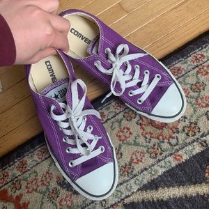 Purple converse shoes